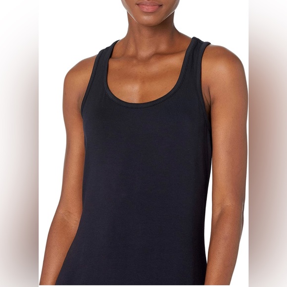 Daily Ritual Women's Supersoft Terry Racerback Midi Shirttail Black Dress Small - Picture 2 of 7